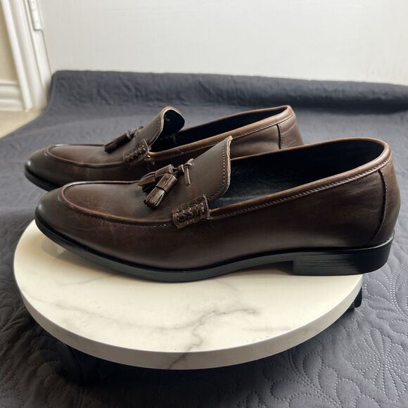 ALFANI Declan Loafer w/Tassels Brown Leather 9M Pre-Owned Old Money Work Casual main image 5